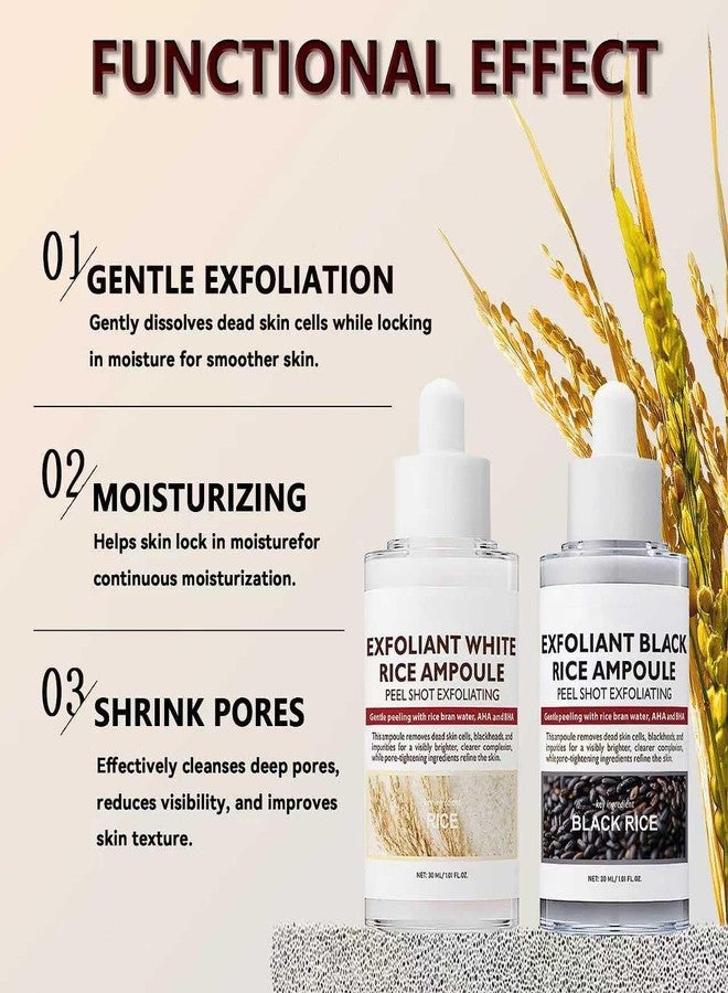 Loobexery 2PCS Rice Exfoliating Ampoule Set, Black & White Rice Peel Shot Glow Rice Ampoule Duo, Gentle Peel + Pore Minimizing & Deep Hydration for All Skin Types - Image 2